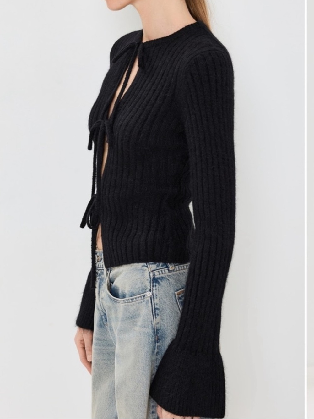 Reformation Rebecca Cashmere Alpaca Tie Front Cardigan - Picture 2 of 8